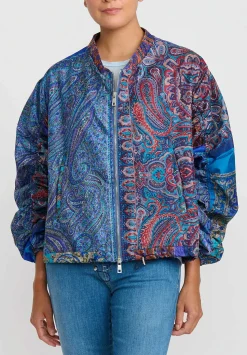 Giorgio Brato Hand Dyed Silk Zip-Up Jacket In Blue & Orange Multi