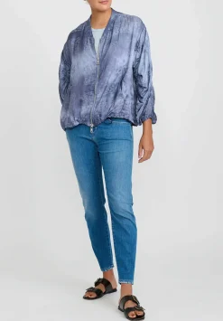Giorgio Brato Hand Dyed Zip-Up Jacket In Midnight Blue