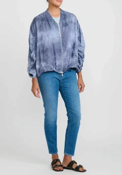 Giorgio Brato Hand Dyed Zip-Up Jacket In Midnight Blue