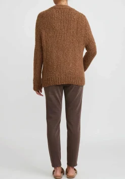 Wommelsdorff Hand Knit Cashmere & Silk Luna Cardigan In Cognac Tabacco Brown