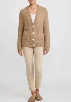 Wommelsdorff Hand Knit Cashmere & Silk Luna Cardigan In Caramel Camel Brown