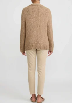 Wommelsdorff Hand Knit Cashmere & Silk Luna Cardigan In Caramel Camel Brown