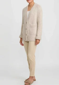 Wommelsdorff Hand Knit Cashmere & Silk Luna Cardigan In Storm Grey & Sand