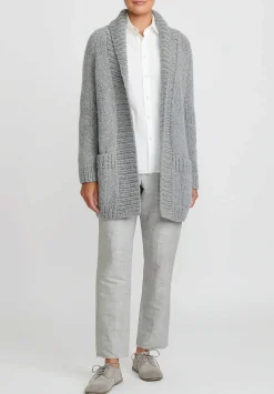 Wommelsdorff Hand Knit Cashmere & Silk Ava Cardigan In Heather Grey