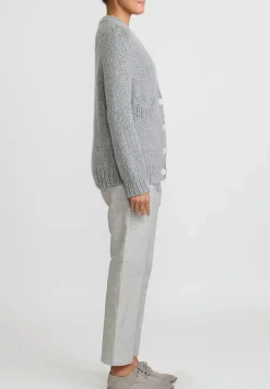 Wommelsdorff Hand Knit Cashmere & Silk Luna Cardigan In Chinese Heather Grey