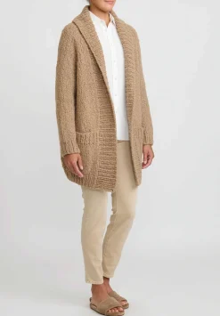 Wommelsdorff Hand Knit Cashmere & Silk Ava Cardigan In Caramel Camel Brown