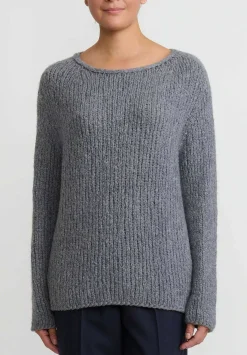 Wommelsdorff Hand Knit Cashmere Grace Sweater In Metal & Haze Grey