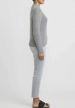 Wommelsdorff Hand Knit Cashmere High Neck Willow Sweater In Chine Grey
