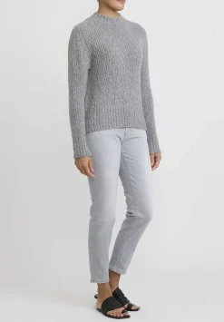 Wommelsdorff Hand Knit Cashmere High Neck Willow Sweater In Chine Grey