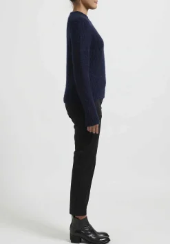 Wommelsdorff Hand Knit Cashmere High Neck Willow Sweater In Midnight Blue