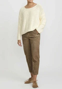 Umit Unal Hand Knit Wool Bow Knot Sweater In Cream