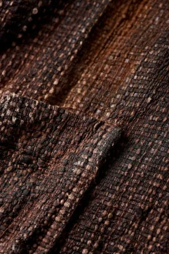 Kaval Hand Woven Silk Washi Coat In Sabi X Kakishibu