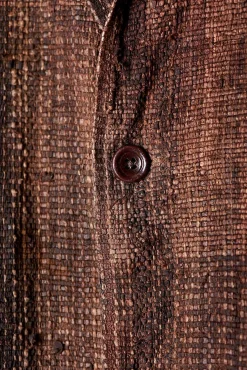 Kaval Hand Woven Silk Washi Coat In Sabi X Kakishibu