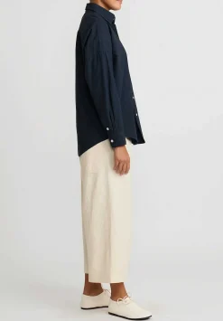 Chez Vidalenc Hand-Dyed Cotton Kilber Axl Shirt In Navy Blue