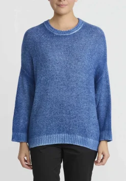 Avant Toi Hand-Painted Brushed Crewneck Sweater In Genziana Blue