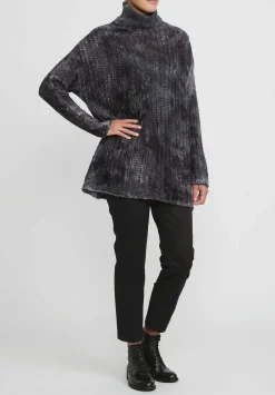Avant Toi Hand-Painted Cashmere & Silk Cobb Knit Turtleneck In Marmo Grey