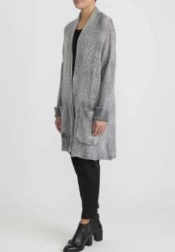 Avant Toi Hand-Painted Cashmere & Silk Loose Knit Cardigan In Ghiaccio Grey