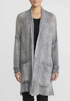 Avant Toi Hand-Painted Cashmere & Silk Loose Knit Cardigan In Ghiaccio Grey