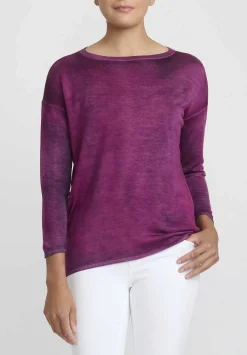 Avant Toi Hand-Painted Cashmere & Silk Barchetta Sweater In Nero Cherry Red