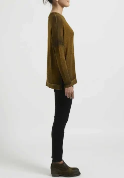 Avant Toi Hand-Painted Cashmere & Silk Barchetta Spacchi Sweater In Nero Cantharellus Brown