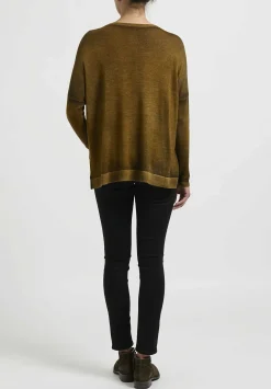 Avant Toi Hand-Painted Cashmere & Silk Barchetta Spacchi Sweater In Nero Cantharellus Brown