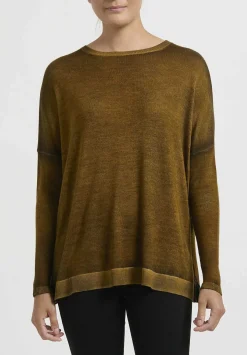 Avant Toi Hand-Painted Cashmere & Silk Barchetta Spacchi Sweater In Nero Cantharellus Brown