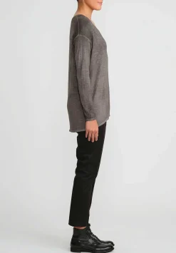 Avant Toi Hand-Painted Cashmere & Silk V-Neck Sweater In Nero Mushroom Grey