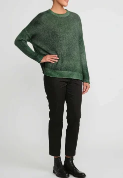 Avant Toi Hand-Painted Cashmere & Silk Oversized Sweater In Nero Wild Green