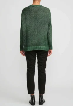 Avant Toi Hand-Painted Cashmere & Silk Oversized Sweater In Nero Wild Green
