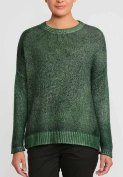 Avant Toi Hand-Painted Cashmere & Silk Oversized Sweater In Nero Wild Green