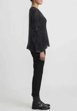 Avant Toi Hand-Painted Cashmere & Silk V-Neck Sweater In Nero Black