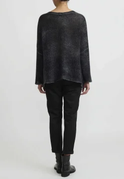 Avant Toi Hand-Painted Cashmere & Silk V-Neck Sweater In Nero Black