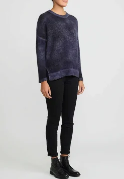 Avant Toi Hand-Painted Cashmere & Silk Oversized Sweater In Nero Prune Purple