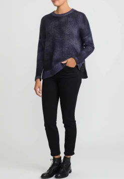 Avant Toi Hand-Painted Cashmere & Silk Oversized Sweater In Nero Prune Purple