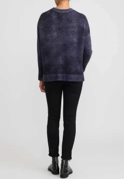 Avant Toi Hand-Painted Cashmere & Silk Oversized Sweater In Nero Prune Purple