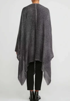 Avant Toi Hand-Painted Cashmere & Silk Off-Gauge Poncho In Nero Ghiaccio Grey