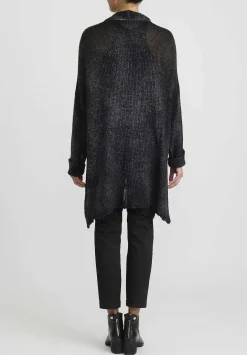 Avant Toi Hand-Painted Cashmere & Silk Loose Knit Cardigan In Nero Black