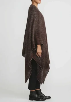 Avant Toi Hand-Painted Cashmere & Silk Off-Gauge Poncho In Nero Gianduia Brown
