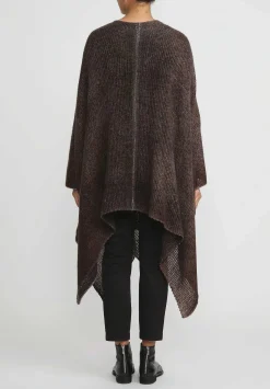 Avant Toi Hand-Painted Cashmere & Silk Off-Gauge Poncho In Nero Gianduia Brown