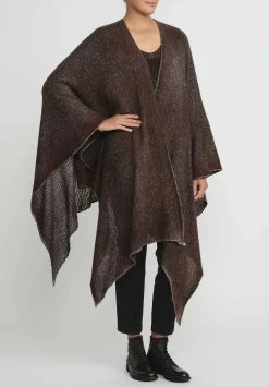 Avant Toi Hand-Painted Cashmere & Silk Off-Gauge Poncho In Nero Gianduia Brown