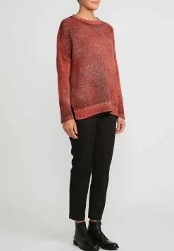 Avant Toi Hand-Painted Cashmere & Silk Oversized Sweater In Nero Mandarancio Orange