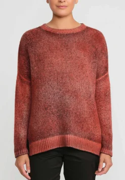 Avant Toi Hand-Painted Cashmere & Silk Oversized Sweater In Nero Mandarancio Orange