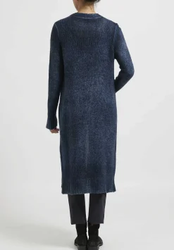 Avant Toi Hand-Painted Cashmere & Wool Long Cardigan In Nero Lake Blue