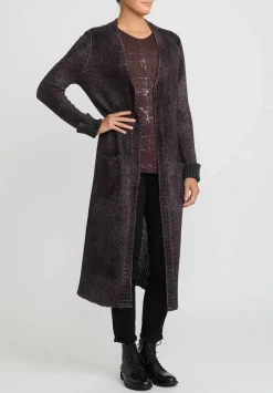 Avant Toi Hand-Painted Cashmere & Wool Long Cardigan In Nero Seppia Purple