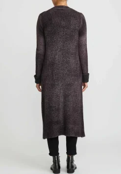 Avant Toi Hand-Painted Cashmere & Wool Long Cardigan In Nero Seppia Purple