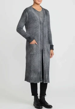 Avant Toi Hand-Painted Cashmere & Wool Long Cardigan In Nero Ghiaccio Grey