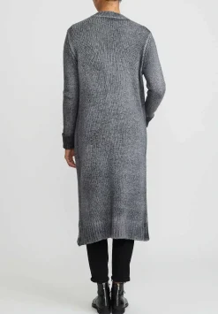 Avant Toi Hand-Painted Cashmere & Wool Long Cardigan In Nero Ghiaccio Grey