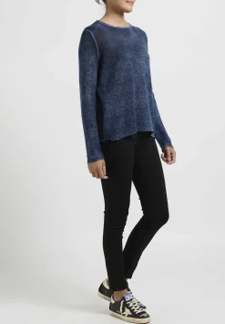 Avant Toi Hand-Painted Cashmere Leggero Sweater In Lake Blue