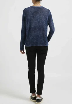 Avant Toi Hand-Painted Cashmere Leggero Sweater In Lake Blue