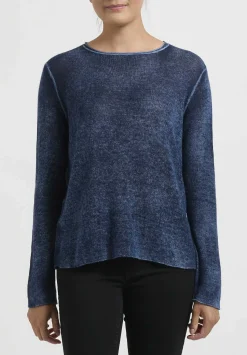 Avant Toi Hand-Painted Cashmere Leggero Sweater In Lake Blue